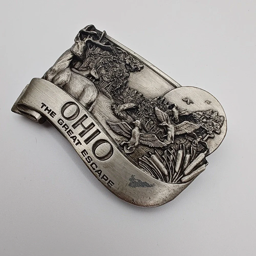 Bergamot Belt Buckle Ohio The Great‎ Escape Vintage 1984 D-30 Pewter USA